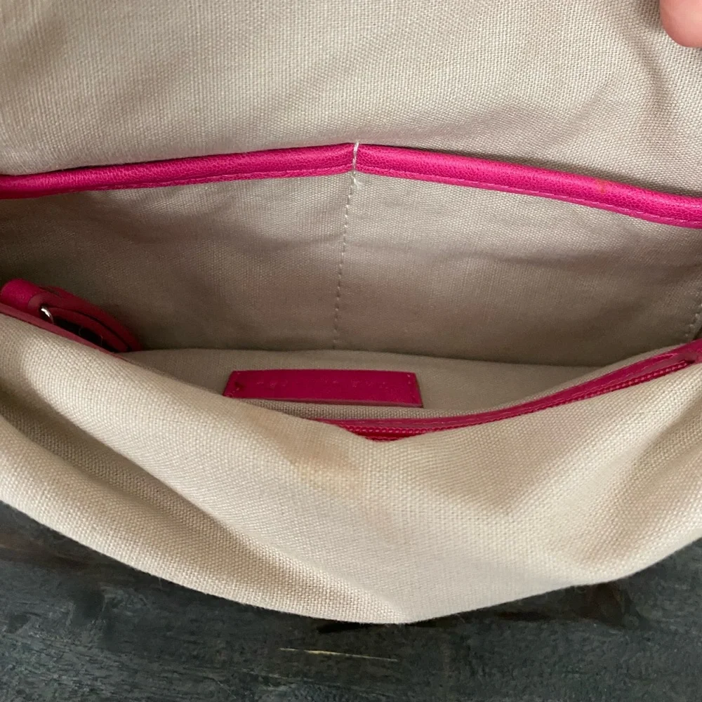 The Limited Reversible Pink & Tan Foldover Clutch Bag